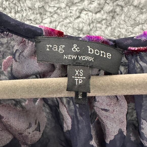 Rag & Bone Women's XS Purple Multi Yuni Burnout Blouse Sheer with Tank EUC - Picture 5 of 10